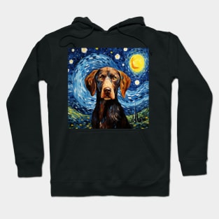 German Shorthaired Pointer Night portrait in Van Gogh style Hoodie